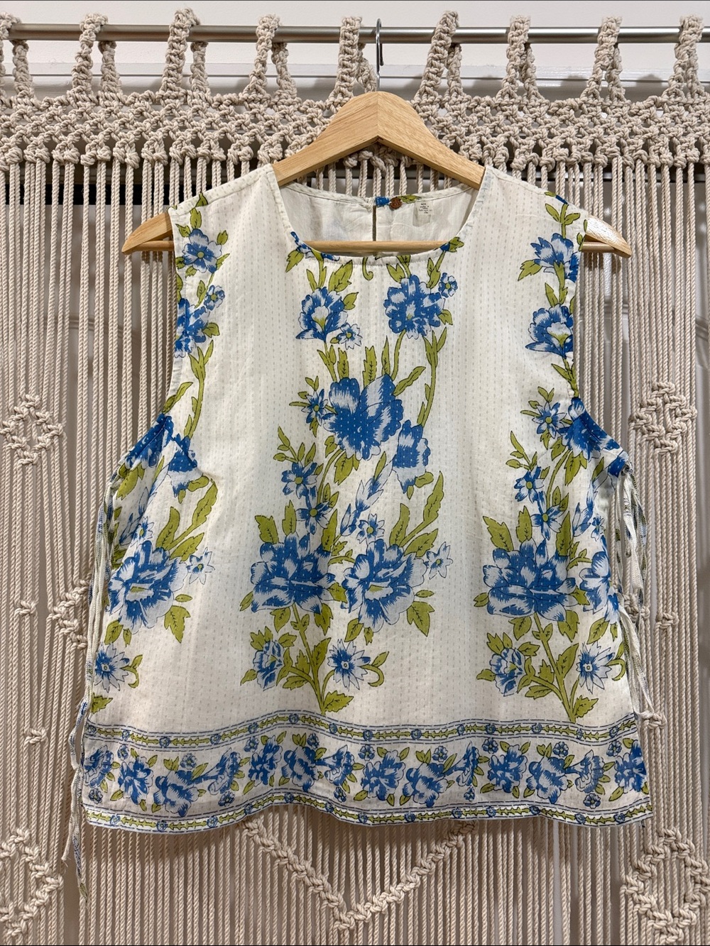 Free People Floral Sleeveless Tank Top W/ Tie Sides